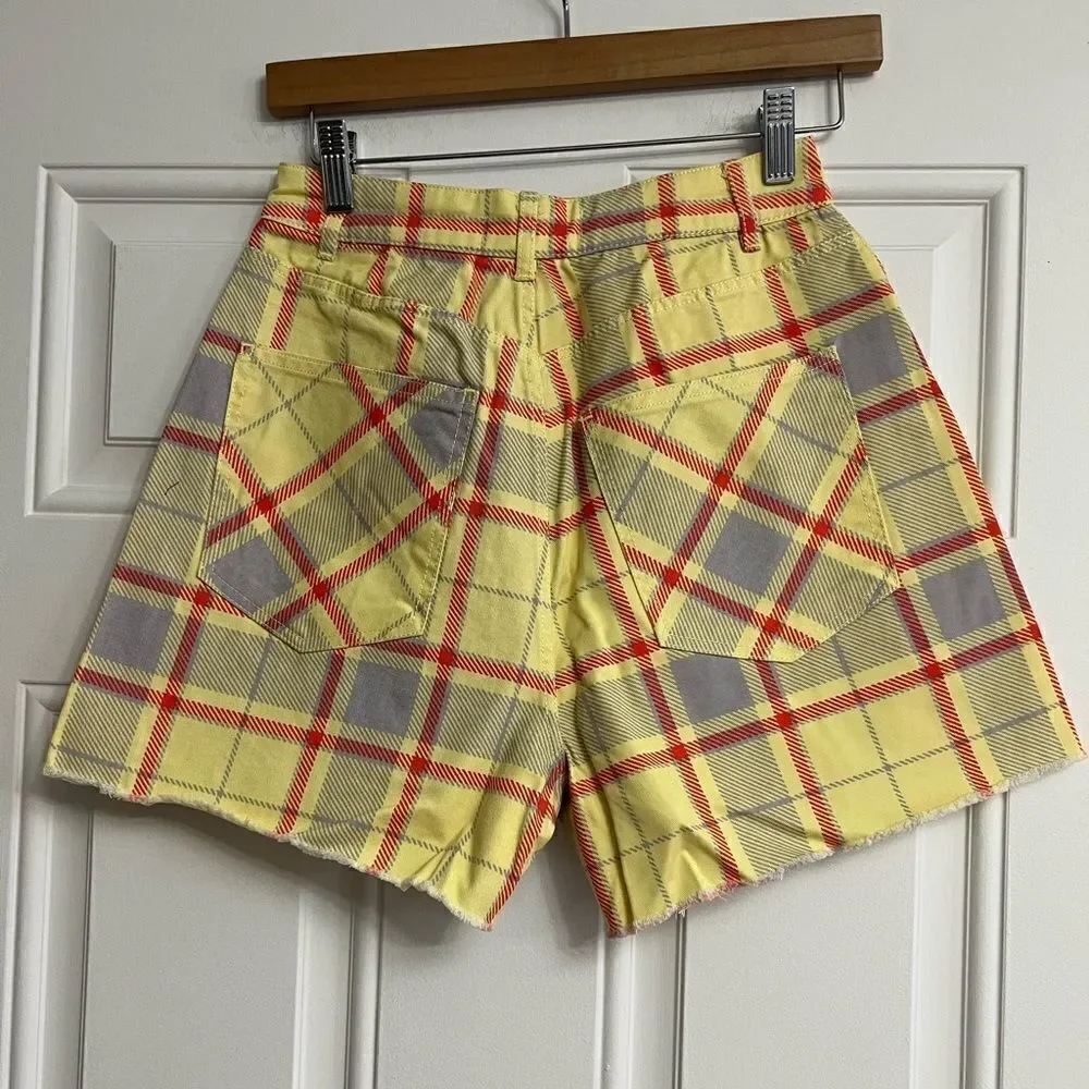 WeWoreWhat Boyfriend Plaid Short Garden Glade size  25 NWT